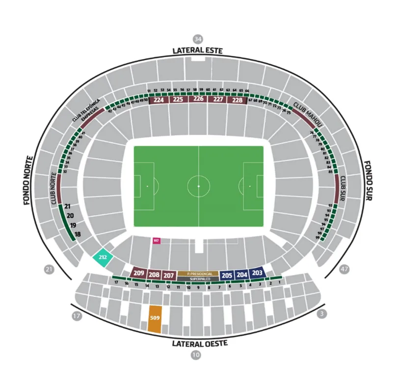 Mapa de las entradas Atlético de Madrid